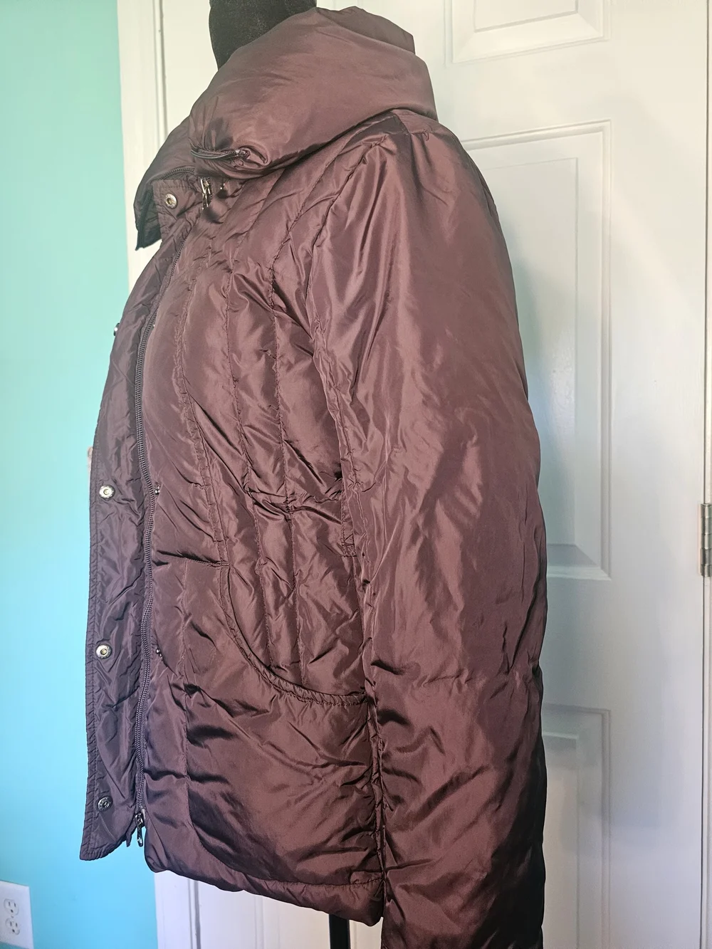 Mariani Down Coat Deep Plum Italian Sizing Women's 44 (Appx 6-8 US)